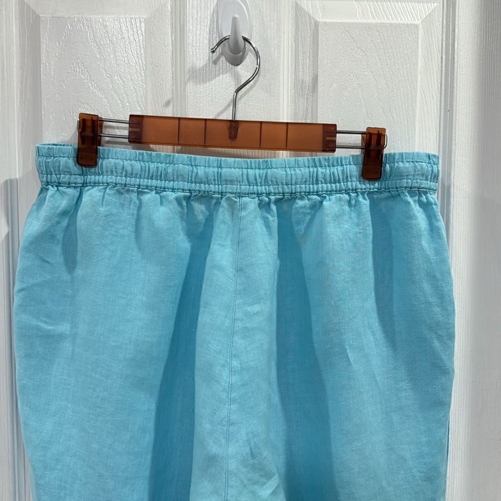 RABE CROP LINEN PANT BLUE - Picture 2 of 9